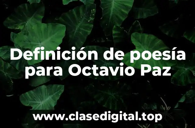 Definición de poesía para Octavio Paz