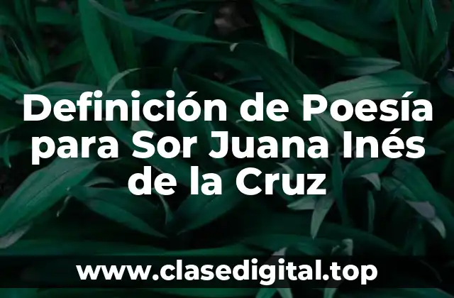 Definición de Poesía para Sor Juana Inés de la Cruz
