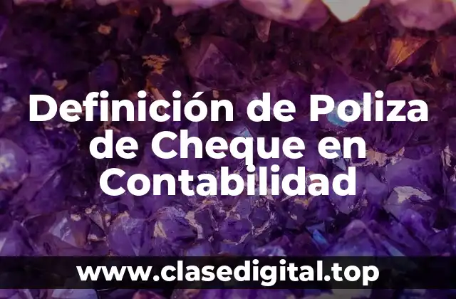 Definición de Poliza de Cheque en Contabilidad