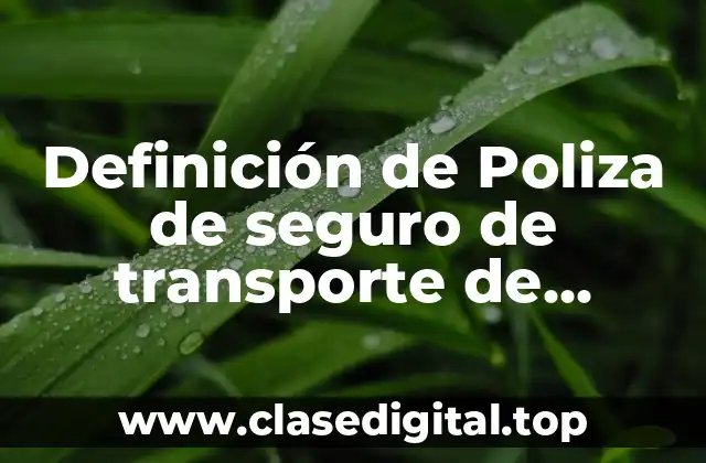 Ejemplos de polizas de seguro de transporte de mercancias