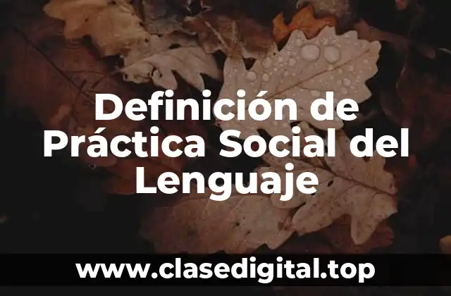 Definición de Práctica Social del Lenguaje