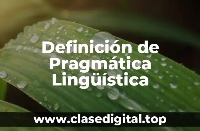 Definición de Pragmática Lingüística