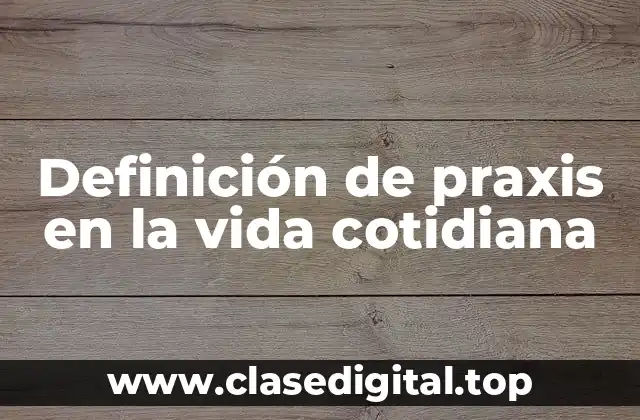 Definición de praxis en la vida cotidiana