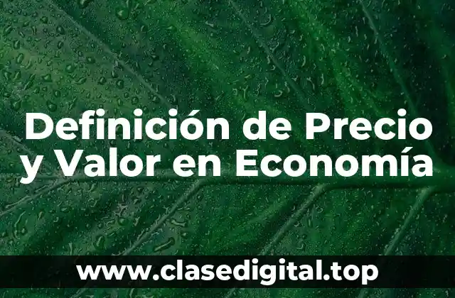 Definición de Precio y Valor en Economía