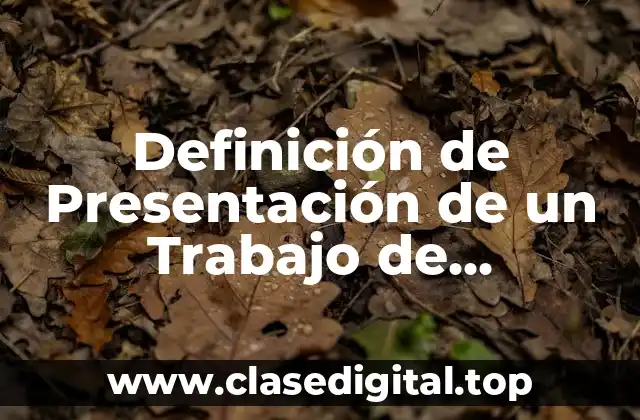 Definición técnica de Presentación de un Trabajo de Investigación