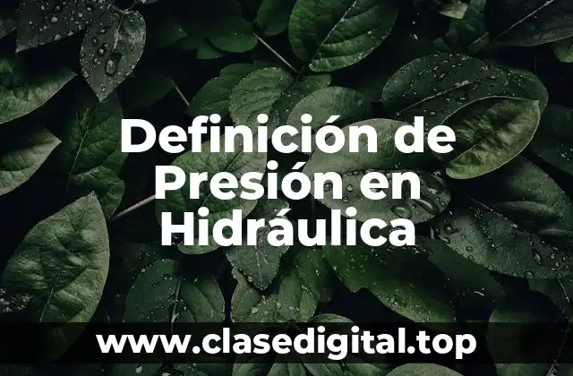 Definición de Presión en Hidráulica