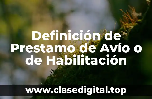 Definición de Prestamo de Avío o de Habilitación