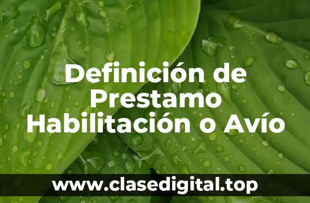 Definición de Prestamo Habilitación o Avío