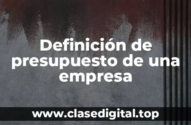 Definición de presupuesto de una empresa