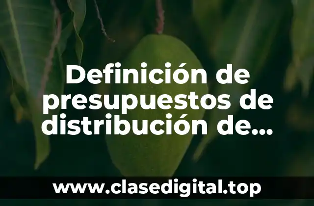 Definición de presupuestos de distribución de redes de logística Excel