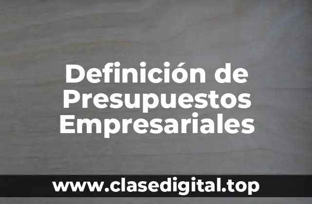 Definición de Presupuestos Empresariales