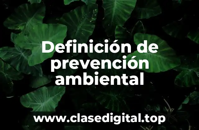 Definición técnica de prevención ambiental