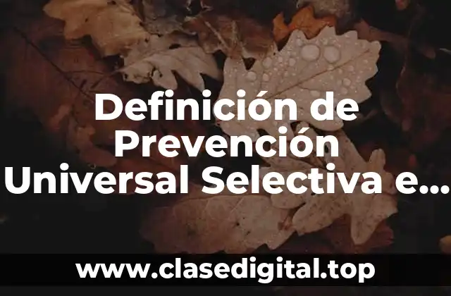 Definición de Prevención Universal Selectiva e Indicada