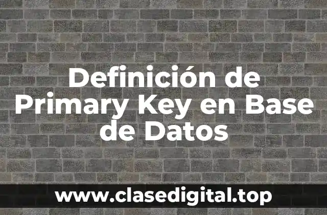 Definición de Primary Key en Base de Datos