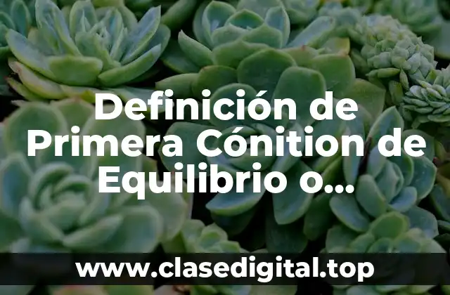 Definición de Primera Cónition de Equilibrio o Equilibrio Traslacional