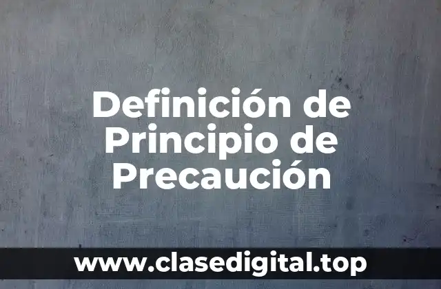 Definición de Principio de Precaución