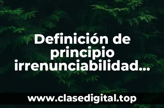Definición de principio irrenunciabilidad clase de derecho