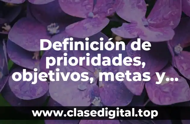 Definición de prioridades, objetivos, metas y acciones