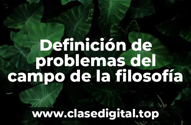Definición de problemas del campo de la filosofía
