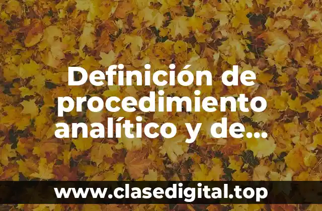 Definición de procedimiento analítico y de gestión de información