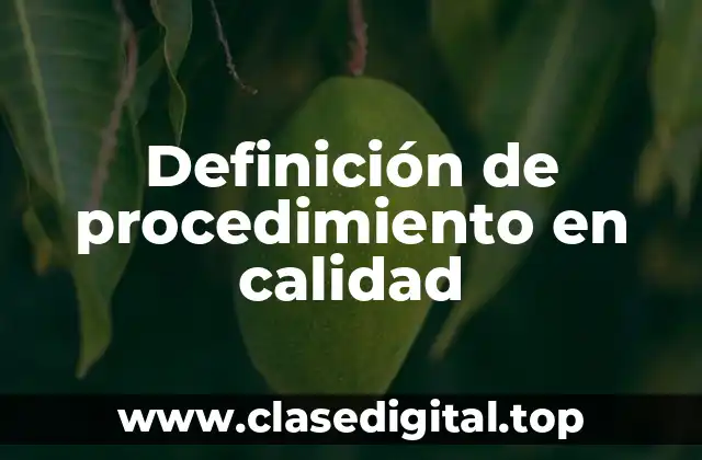 Definición de procedimiento en calidad