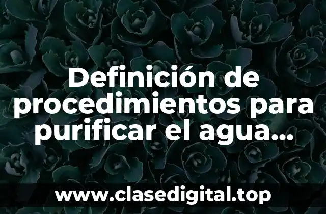 Definición de procedimientos para purificar el agua residual