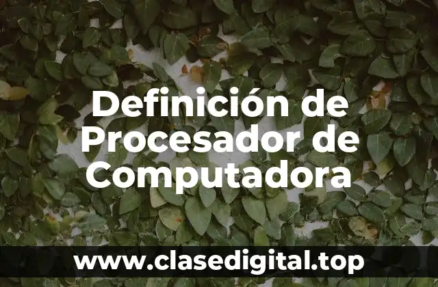 Definición técnica de Procesador de Computadora