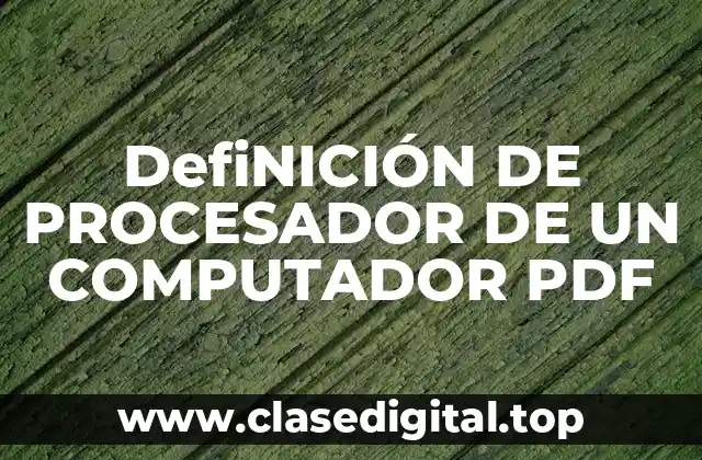 DefiNICIÓN DE PROCESADOR DE UN COMPUTADOR PDF
