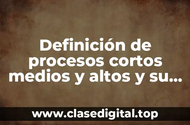 Definición de procesos cortos medios y altos y su coyuntura