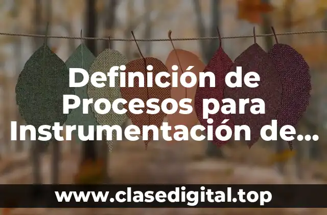 Definición de Procesos para Instrumentación de Work Flow