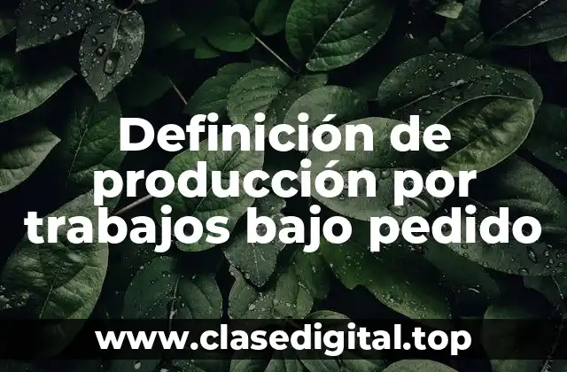 Ejemplos de producción por trabajos bajo pedido