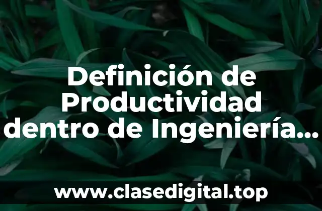 Definición de Productividad dentro de Ingeniería Industrial