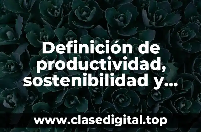 Definición de productividad, sostenibilidad y sustentabilidad