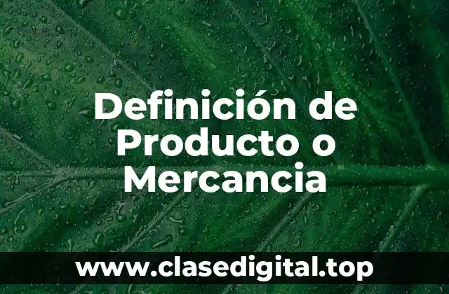 Definición de Producto o Mercancia