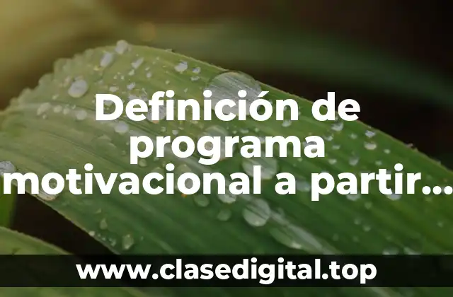 Definición de programa motivacional a partir del año 2011