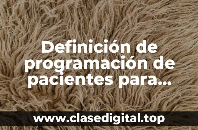 Definición de programación de pacientes para terapia
