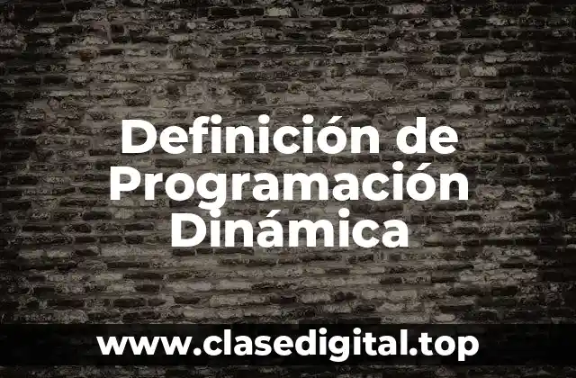 Definición Técnica de Programación Dinámica