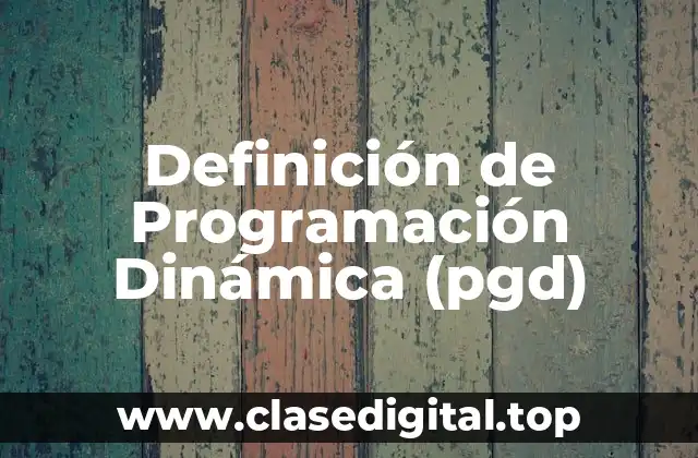 Definición de Programación Dinámica (pgd)