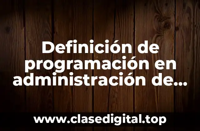 Definición de programación en administración de proyectos