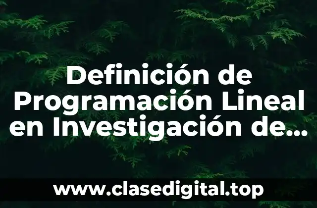Definición de Programación Lineal en Investigación de Operaciones