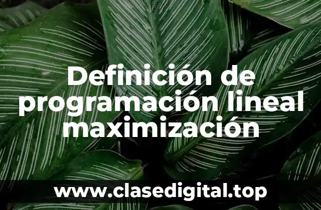 Definición de programación lineal maximización