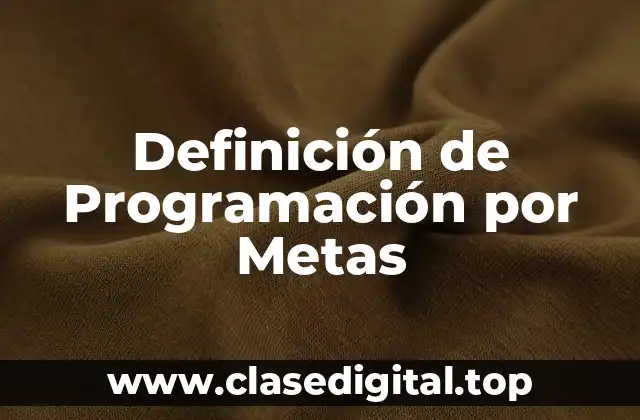 Definición de Programación por Metas