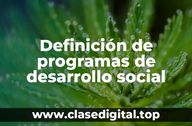 Definición de programas de desarrollo social