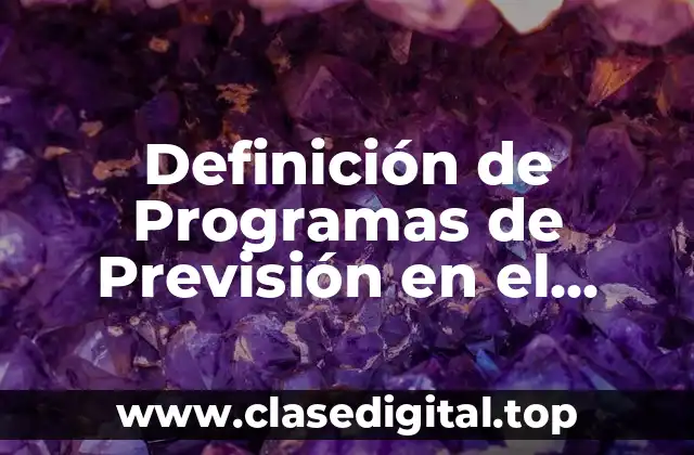 Definición de Programas de Previsión en el Trabajo de una Empresa