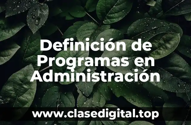 Definición de Programas en Administración