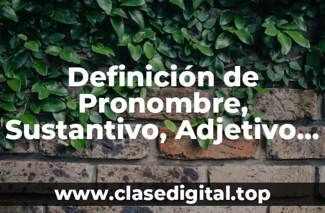 Definición de Pronombre, Sustantivo, Adjetivo, Adverbio y Preposición