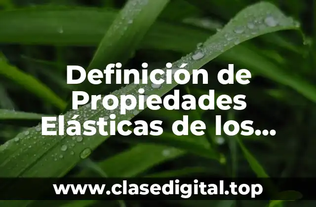 Definición Técnica de Propiedades Elásticas de los Materiales