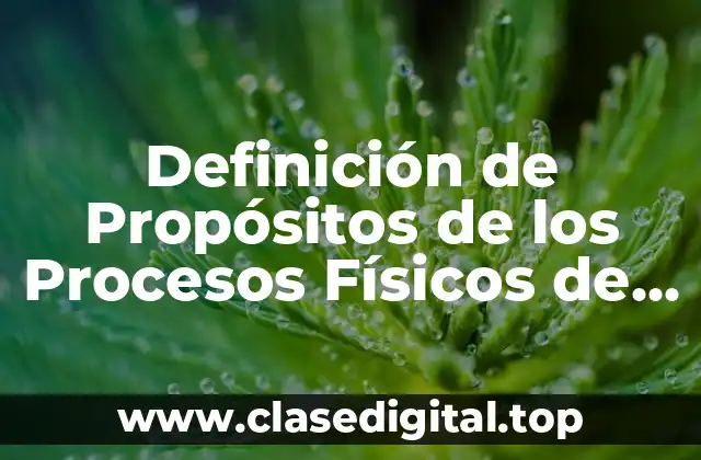 Definición de Propósitos de los Procesos Físicos de Separación