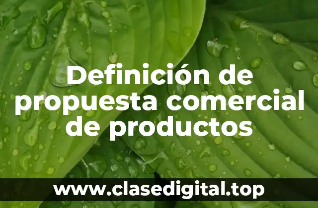 Definición de propuesta comercial de productos