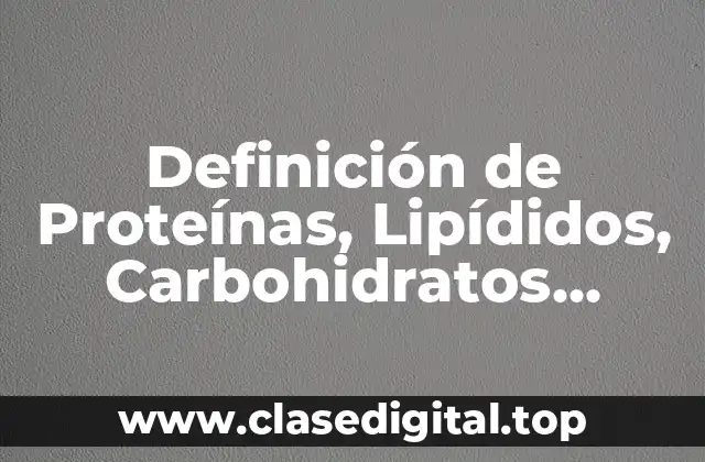 Definición de Proteínas, Lipídidos, Carbohidratos, Vitamina y Enzimas